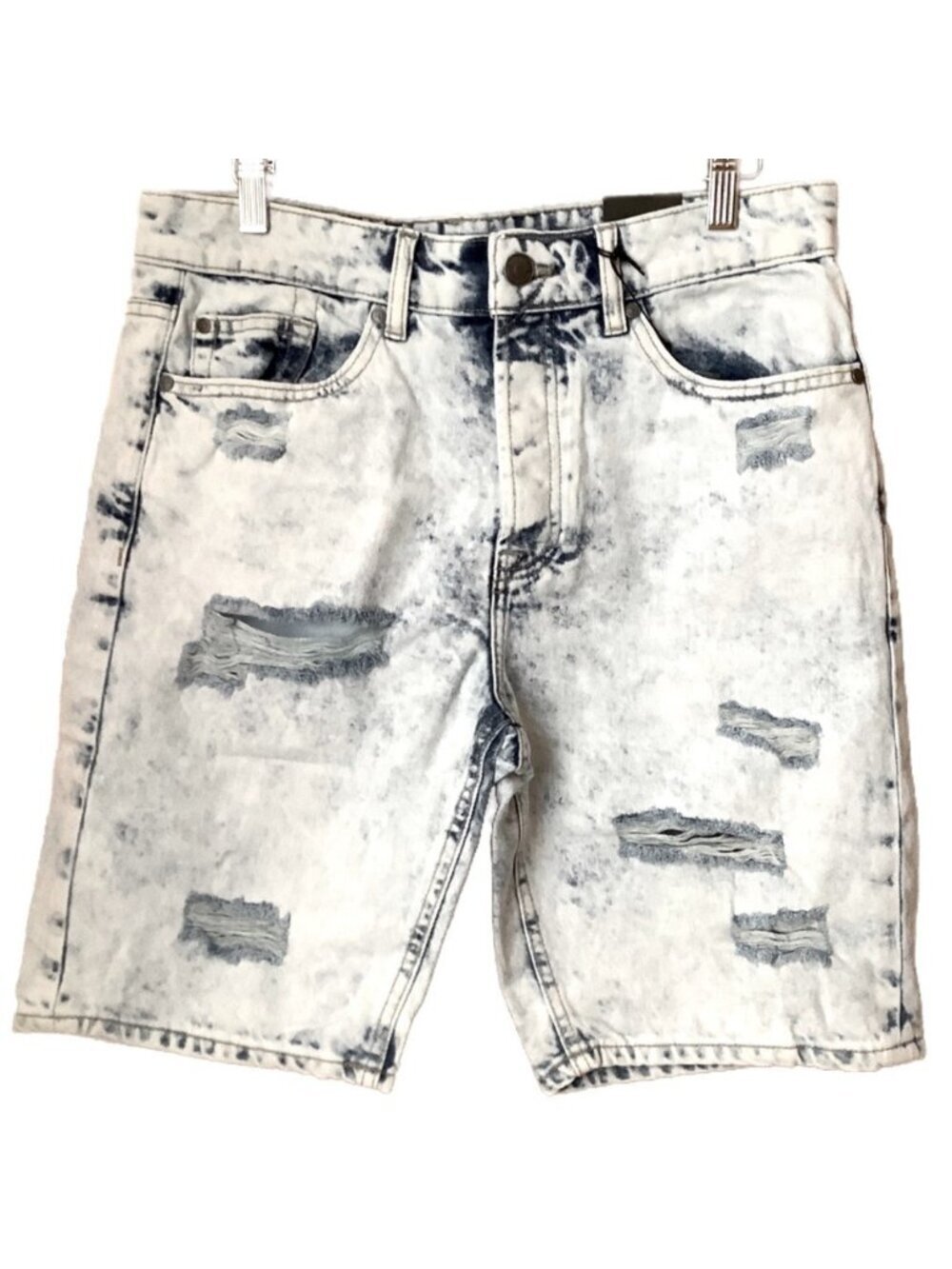 ONLY & SONS Light Blue Distressed Jean Shorts Men's Size Medium Acid Wash